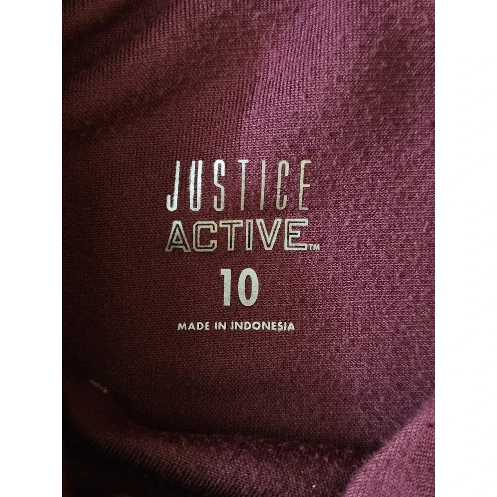 Justice Active Girls‎ Dance Velour Outfit Set Hoodie Joggers Burgundy Gold Sz 10